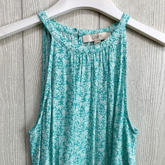 LOFT Turquoise Floral Tank Blouse Small NWT - Picture 2 of 5
